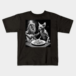 zombie sphinx cat eating spaghetti with guitar Kids T-Shirt